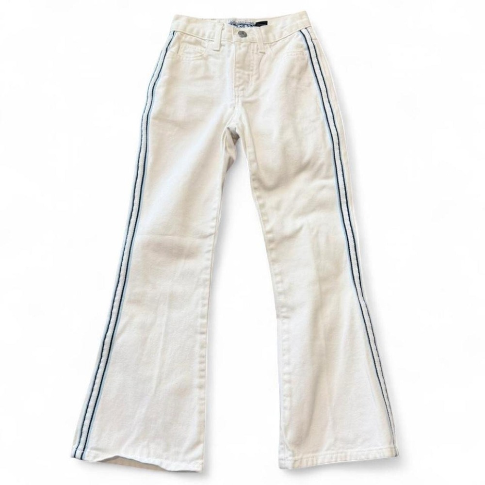 Vintage Y2K Limited Too White Side Striped Flare Jeans, Girls Size 8 Slim